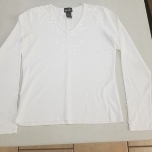 Rafaella white sequin blouse